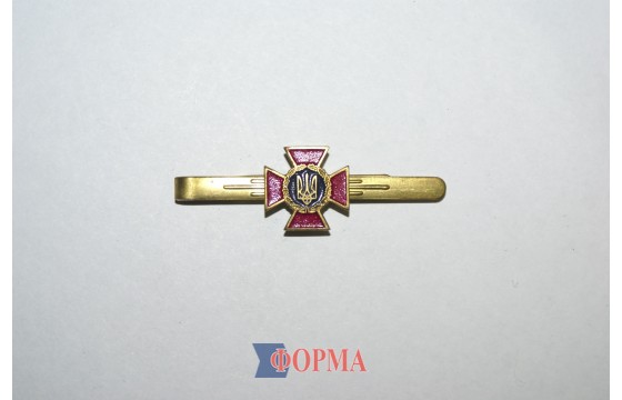 Затискач для краватки металевий (малиновий хрест)