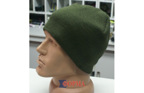 Шапка в'язана на флісі (олива)